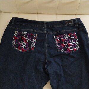 Women's Size 24 ROCAWEAR 1999 Embroidered Pocket Vintage Blue Jeans